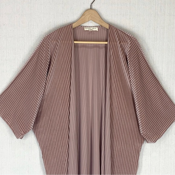 Alchemy Thread~Women’s Boho Ribbed‎ Velvet Stripe Kimono/Duster~Dusty Mauve~Sz M - Picture 2 of 12